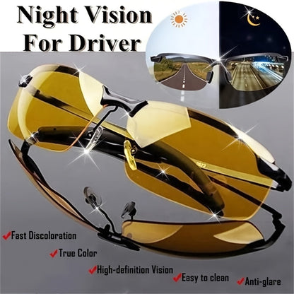 Lot de 2 lunettes de conduite à vision nocturne Aurora – Demi-monture anti-éblouissement, verres TAC légers, unisexe pour hommes et femmes, lunettes de sécurité pour la conduite de nuit et le quotidien, lunettes élégantes à verres jaunes