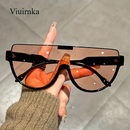 Lunettes de soleil semi-circulaires surdimensionnées pour hommes et femmes – Protection UV, verres anti-reflets, 5 couleurs – Lunettes unisexes tendance pour les voyages, la plage et le quotidien