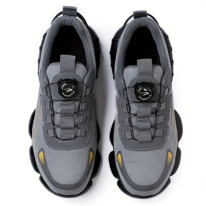 Chaussures de travail respirantes pour hommes – Chaussures de sécurité durables avec bandes réfléchissantes, semelle légère et amortissante pour l'industrie, la construction et un usage quotidien, disponibles en noir et gris, tailles US 6 à 11