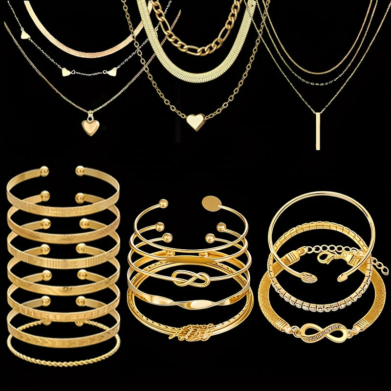 Parure de bijoux bohème pour femme 37-87 pièces – boucles d'oreilles, colliers, bagues et bracelets avec cœurs, torsades et papillons, style bohème minimaliste, ensemble multi-éléments pour le quotidien, les fêtes et les vacances