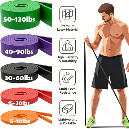 Ensemble de bandes de résistance pour assistance aux tractions pour hommes et femmes – Bandes d'entraînement robustes pour étirements corporels, renforcement musculaire et physiothérapie