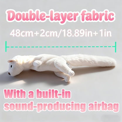 Squeaky Dog Chew Toy with Real Goose Feathers - Durable Non-Toxic Bite-Resistant Plush Squeaker Toy for Teething Puppies & Interactive Play, Fun Funny Ermine Design Dog Toy for Small & Medium Dogs