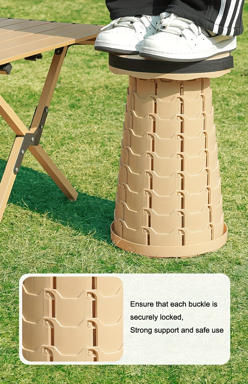 Lot de 2 tabourets pliants télescopiques, capacité 180 kg, siège rétractable portable pour camping, pêche, randonnée, cuisine et extérieur – Tabouret arc-en-ciel léger – Noir