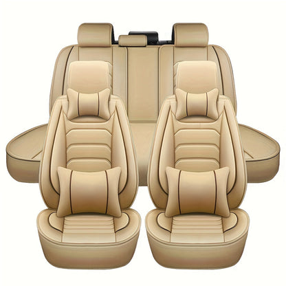 Housses de siège auto en similicuir, ensemble complet 5 places – Protection intégrale 360° imperméable, rembourrage en mousse souple, revêtement antidérapant, ajustement universel pour voitures, camions, berlines et SUV, 6 couleurs disponibles