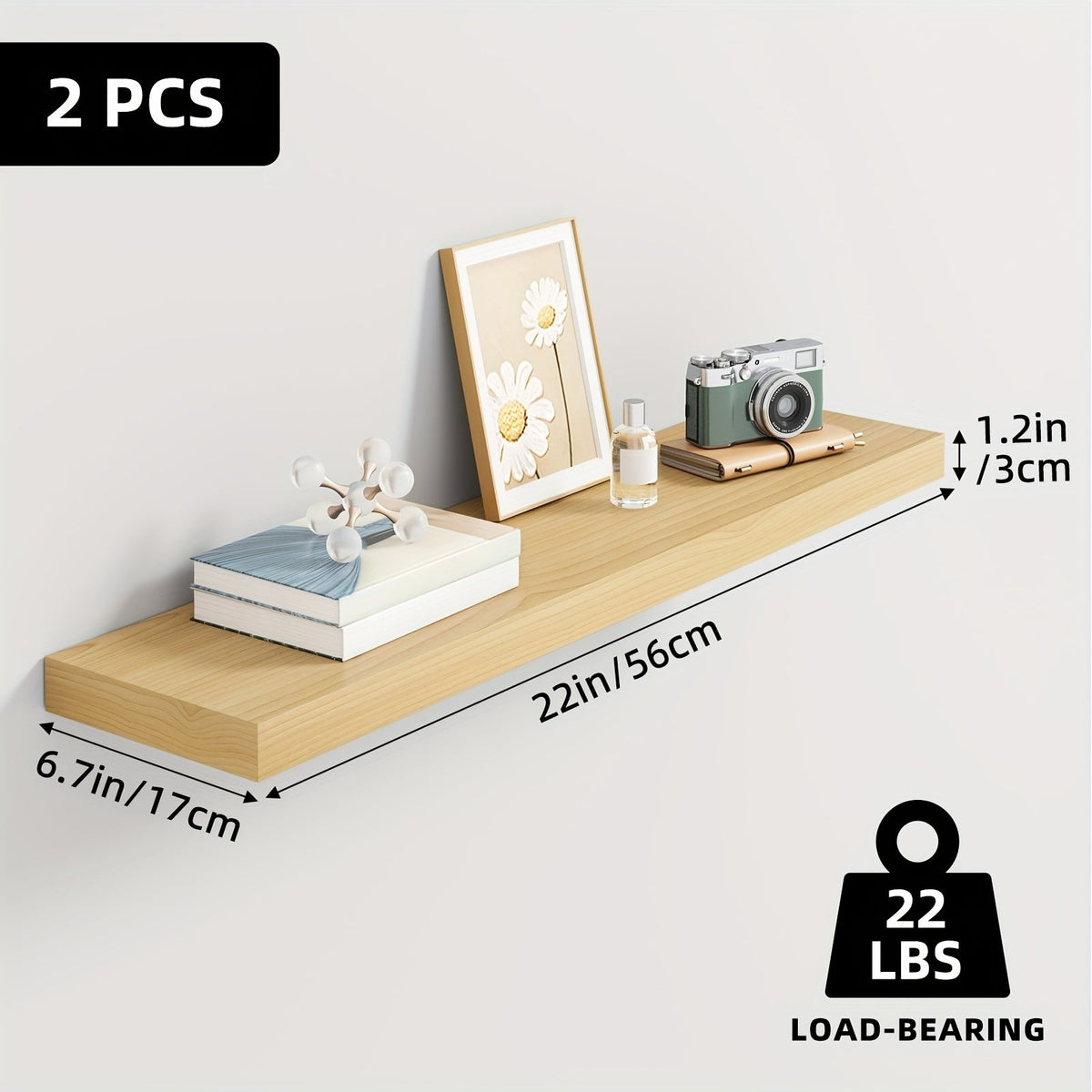 Étagères murales flottantes en bois, lot de 2/4/6, 15,7, 19,7, 22 pouces, étagères murales pour salon, cuisine, salle de bain, chambre, supportant 13,6 kg, noyer, marron, blanc, noir, gris, décoration et rangement maison