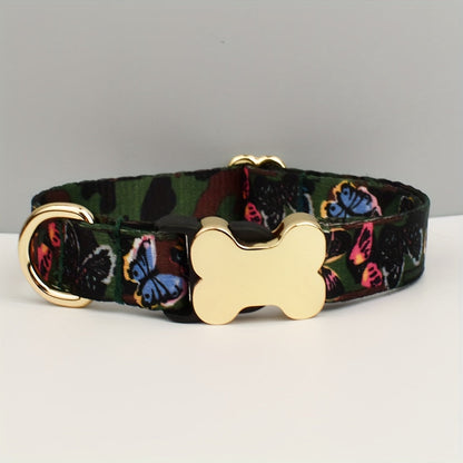 Collier pour chien ajustable en polyester avec breloque en forme d'os en métal – Collier élégant et coloré pour chiens de petite à grande taille, tailles XS S M L XL, 6 couleurs