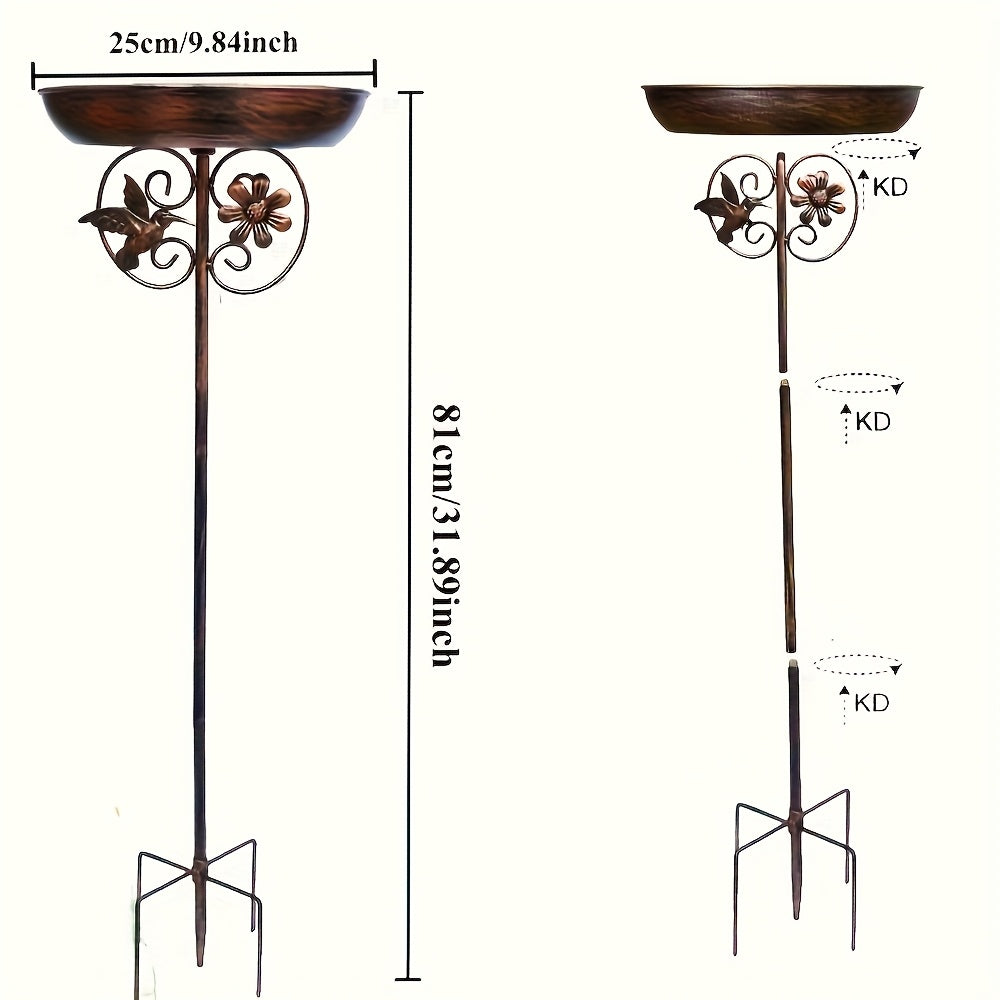 Ensemble abreuvoir et mangeoire pour oiseaux en métal avec motif tournesol – Colonne à base à 5 griffes, décoration de jardin résistante aux intempéries pour arrière-cour, cour et terrasse, attire les oiseaux sauvages