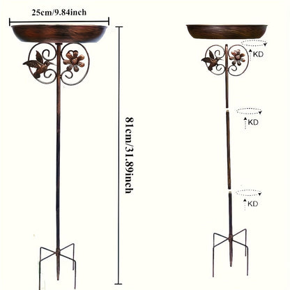 Ensemble abreuvoir et mangeoire pour oiseaux en métal avec motif tournesol – Colonne à base à 5 griffes, décoration de jardin résistante aux intempéries pour arrière-cour, cour et terrasse, attire les oiseaux sauvages
