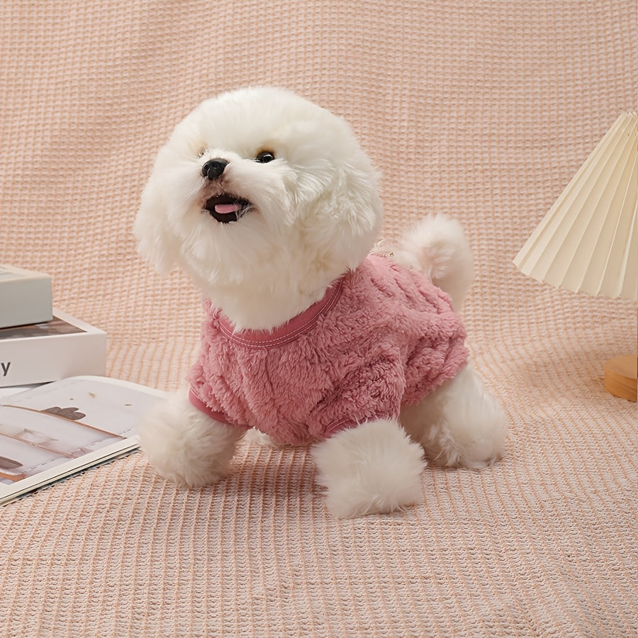 Pull-gilet pour chien pour l'automne et l'hiver – Chemise chaude et épaisse à deux pattes pour animal de compagnie avec boucle de laisse intégrée, motif en forme de cœur, vêtement confortable pour temps froid pour chiens de petite et moyenne taille