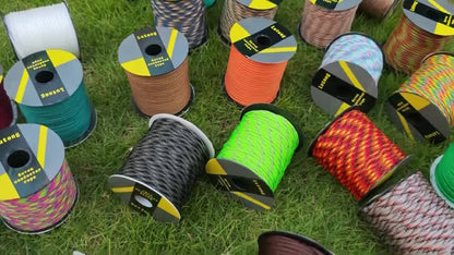 Corde de tente en paracorde à 7 brins, corde d'extérieur polyvalente – Corde de camping en nylon pour haubanage de tente, bracelet, porte-clés, sac à dos, 30 m 50 m 100 m, couleurs vives, structure robuste