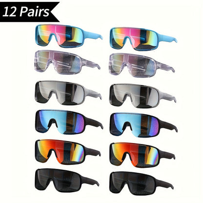 Lot de lunettes de soleil de sport – 6 ou 12 paires, monture légère en polycarbonate, protection UV, verres haute définition antireflets, lunettes unisexes pour la conduite et les activités en plein air, style futuriste