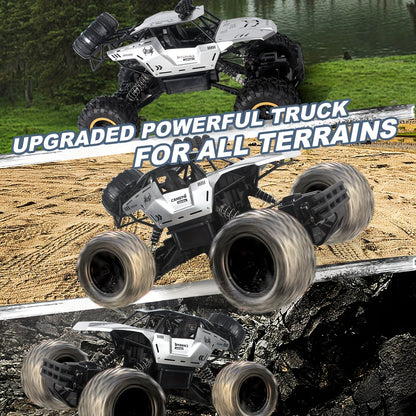 1:12 Scale RC Monster Truck with Metal Casing & LED Headlights – 2.4GHz Off-Road Remote Control Car, Large Tires, USB Rechargeable Battery, Durable All-Terrain Vehicle, Best Birthday Christmas Gift for Kids & Adults