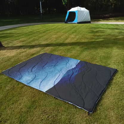 Couverture de camping matelassée pour extérieur 140x200 cm, légère, alternative au duvet, ultra chaude, couette de hamac – Couverture de camping imprimée pour les voyages, pique-niques, fêtes sur la plage et temps froid | 140x200 cm