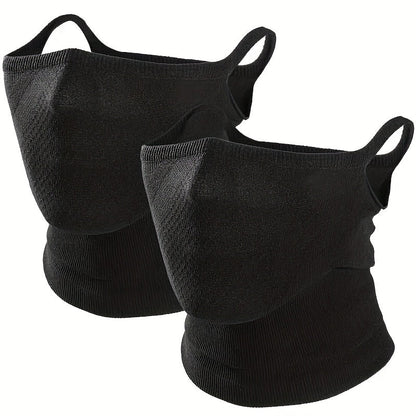 Lot de 2 masques demi-visage et cache-cou géométriques respirants pour hommes et femmes – Design unisexe avec crochets d'oreilles pour le vélo, la randonnée, la course, le ski et le cosplay, tour de cou pour sport en plein air