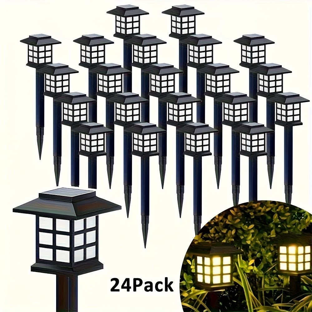Lot de 6/12/24 lampes solaires d'extérieur pour jardin, étanches IP44 | Éclairage paysager LED blanc chaud/multicolore pour allée, cour, terrasse et décoration de fête – Marche/arrêt automatique