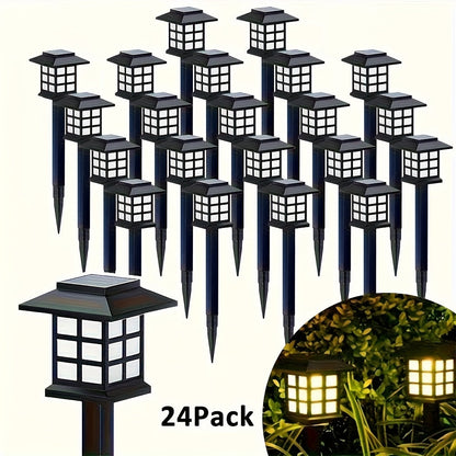 Lot de 6/12/24 lampes solaires d'extérieur pour jardin, étanches IP44 | Éclairage paysager LED blanc chaud/multicolore pour allée, cour, terrasse et décoration de fête – Marche/arrêt automatique