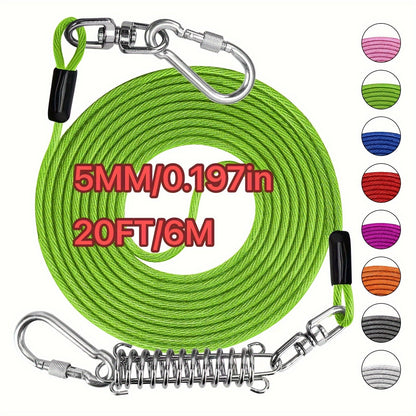 Laisse pour chien ultra-résistante de 1,8, 3, 4,5, 9, 15, 23 ou 30 mètres, câble d'attache d'entraînement pour grands chiens jusqu'à 225 kg, corde de course durable et résistante aux morsures pour le jardin