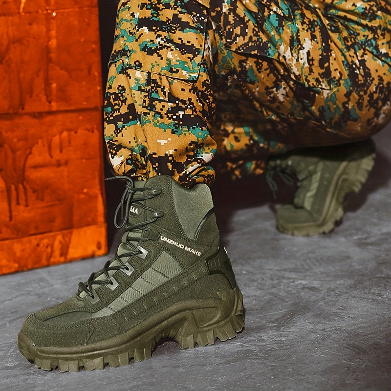Bottes de randonnée tactiques montantes légères pour hommes – Bottes d'extérieur durables et antidérapantes pour la jungle, la chasse et les voyages d'aventure, toutes saisons, vert armée, marron foncé, sable, US 6,5-12