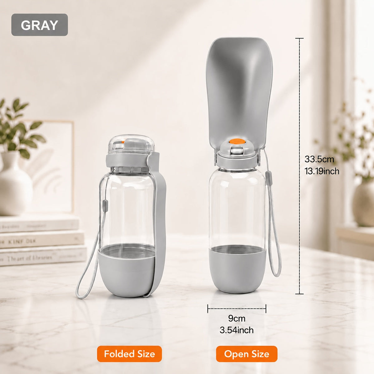 Gourde portable pour chien 2-en-1 avec écuelle - Distributeur d'eau anti-fuite de 520 ml pour animaux, grande capacité pour promenade, randonnée et camping