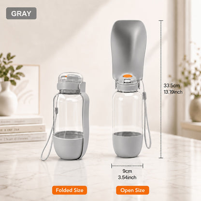Gourde portable pour chien 2-en-1 avec écuelle - Distributeur d'eau anti-fuite de 520 ml pour animaux, grande capacité pour promenade, randonnée et camping