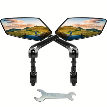 Lot de 2 grands rétroviseurs pliables HD pour vélo électrique, vélo, moto et scooter – Rétroviseur de guidon ajustable à 360°, verre résistant aux rayures, stable à haute vitesse, ABS durable, installation facile