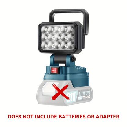 Lampe de travail LED compatible avec batterie Makita 21V – Lanterne de camping portative haute luminosité, étanchéité IP4X, protection intelligente de la batterie, lampe d'urgence pour coupure de courant, ouragan et randonnée, Noir Jaune Bleu