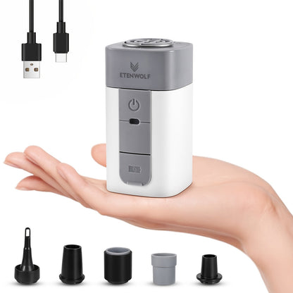 Pompe à air électrique portable 2600 mAh rechargeable par USB – Gonflage ultra-rapide pour matelas pneumatique, bouée, sacs de rangement sous vide et sacs de couchage, pompe de camping compacte et légère pour l'extérieur