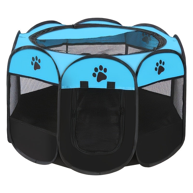 Enclos pliable octogonal pour animaux, niche toutes saisons et lit pour chat – Cage pour chiens et chats en tissu Oxford résistant aux rayures, parc portable pliable pour intérieur, extérieur, camping et voyage