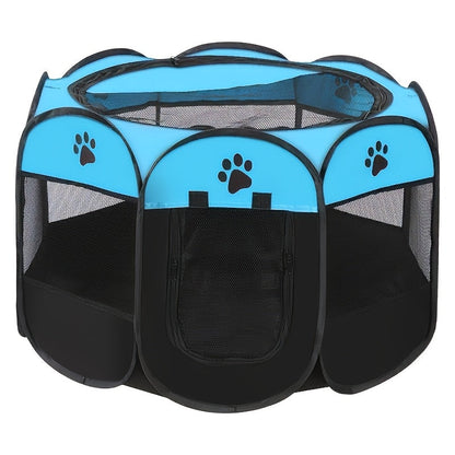 Enclos pliable octogonal pour animaux, niche toutes saisons et lit pour chat – Cage pour chiens et chats en tissu Oxford résistant aux rayures, parc portable pliable pour intérieur, extérieur, camping et voyage