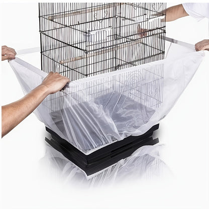 Bird Cage Cover Mesh Net Splash Guard Mosquito Insect Proof Gauze Cover for Square Round Parrot Cages Feather Catcher Skirt Guard M L XL XXL