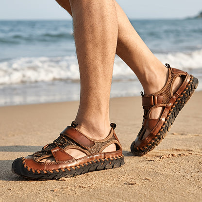 Sandales de pêcheur fermées pour hommes – Chaussures d'eau respirantes faites à la main, sandales de randonnée et de plage antidérapantes et anti-collision pour l'été | Velora