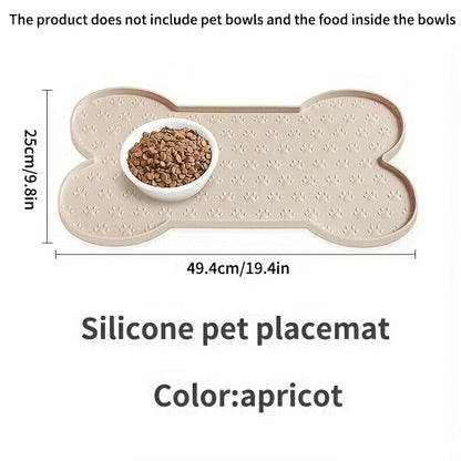 Tapis de nourrissage en silicone pour chiens – Tapis de gamelle antidérapant et imperméable facile à nettoyer – Sets de table pour gamelles d'eau et de nourriture pour chiens en noir, abricot, rose et gris
