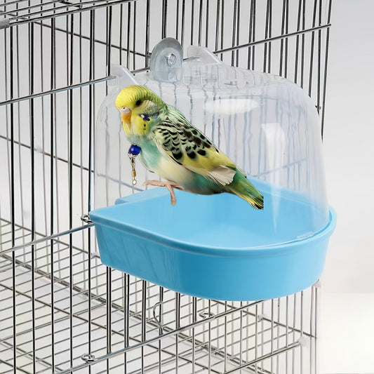 Baignoire pour oiseaux perroquets, transparente, anti-éclaboussures, en polypropylène durable avec poignées pour perruches, calopsittes, inséparables et perruches ondulées – Bassin de bain pour oiseaux facile à nettoyer et portable