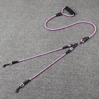 Dual Dog Leash with Wave Pattern – Detachable Tangle-Free Nylon Coupler Lead for Walking Two Dogs – No-Tangle Double Dog Leash for Small Medium Large Breeds Outdoor Walking & Training