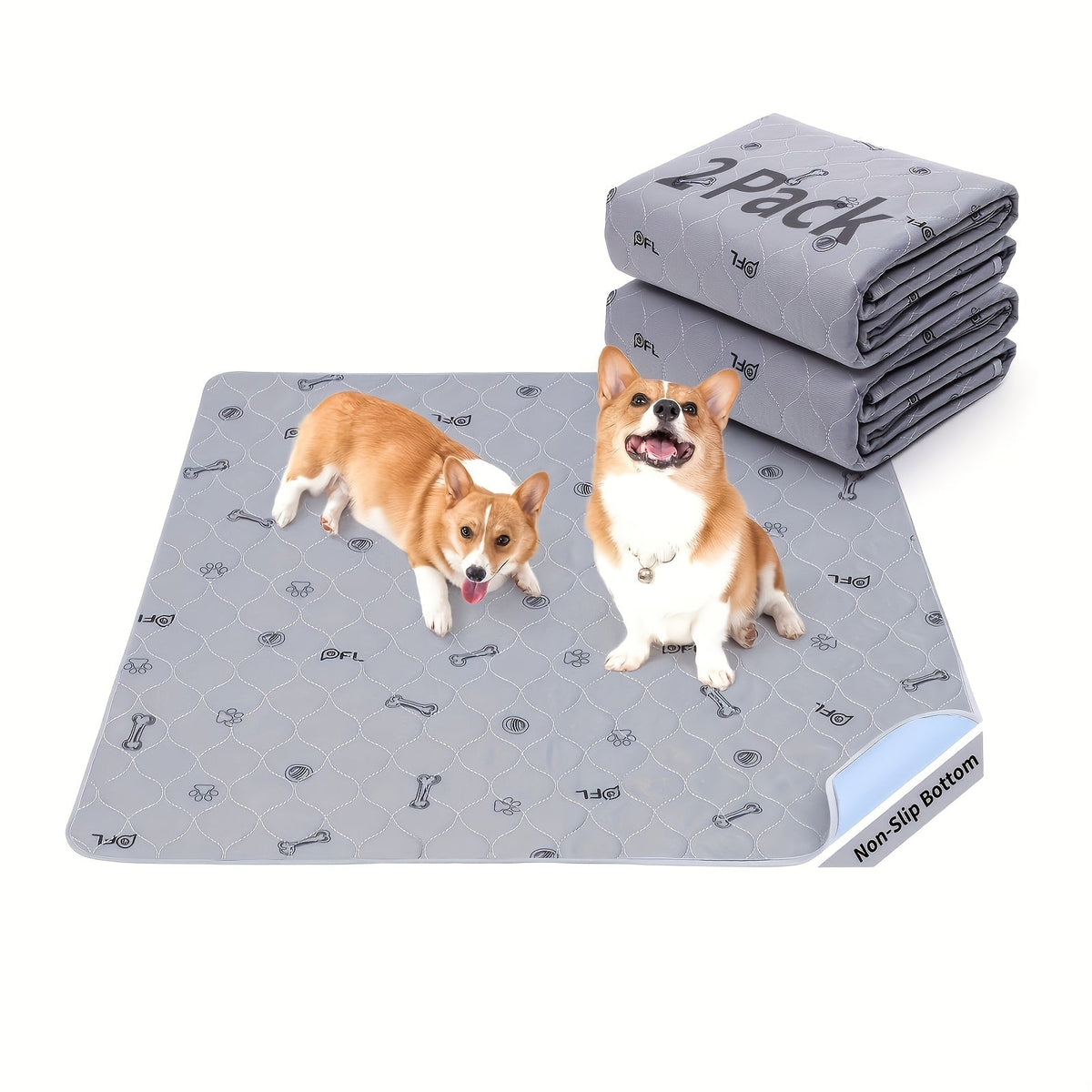 Alèses lavables et réutilisables pour chien avec motif os – Alèses d'entraînement pour chiot antidérapantes, imperméables et absorbantes, tapis de mise bas lavables en machine pour canapé, cage, parc et apprentissage de la propreté, plusieurs tailles