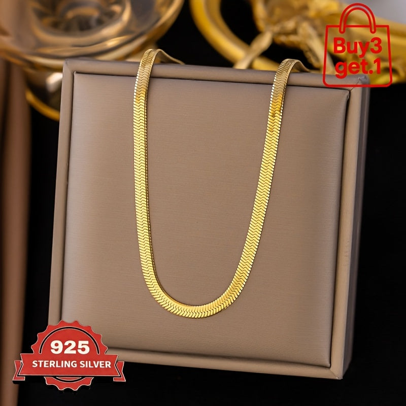 Collier et bracelet chaîne serpent plat en argent sterling 925 – Design 2D élégant et superposable, plusieurs longueurs disponibles, coffret cadeau inclus, idéal pour la Saint-Valentin, les fêtes et pour agrémenter vos tenues au quotidien