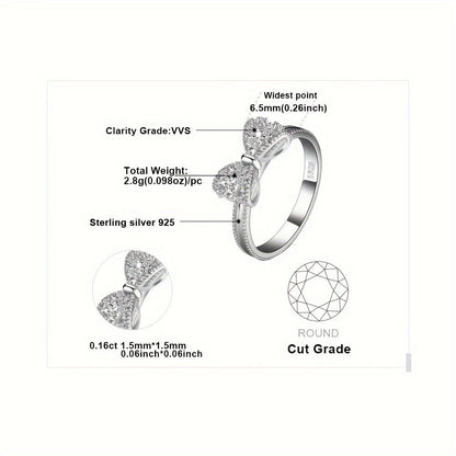 Bague nœud en argent sterling 925 pour femme – Design nœud en zircone cubique étincelant, disponible en finitions argent, or jaune et or rose, bijou délicat et hypoallergénique pour rendez-vous, usage quotidien et cadeaux, tailles 4-10