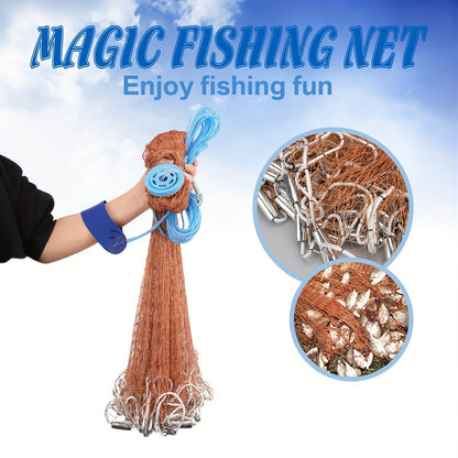 Cast Net for Fishing with Zinc Sinkers & Strong Nylon Mesh – Large Diameter Throw Net for Saltwater & Freshwater, 2.4M 3.6M 4.8M Options for Bass, Bait & Trap Fishing