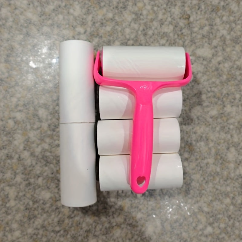 Set de rouleaux adhésifs avec 1 manche et 6 recharges (360 feuilles) – Brosse anti-peluches à déchirer pour vêtements, tapis et sièges de voiture – Kit anti-poils d'animaux et anti-peluches sans électricité