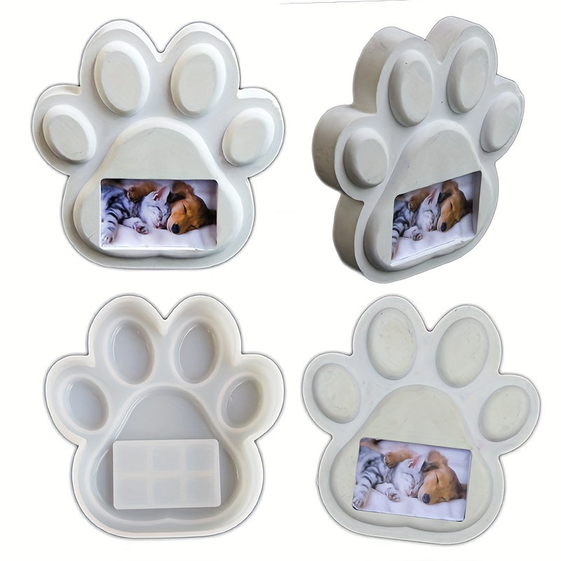 Kit de moulage pour pierre commémorative d'animal de compagnie – Moule en plâtre avec empreinte de patte de grand chien et cadre photo pour pierre tombale de jardin, marqueur de tombe DIY et ornement souvenir pour chiens et chats