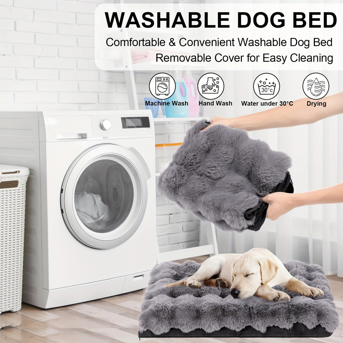 Lit orthopédique pour grands chiens – Couchage en mousse à mémoire de forme pour animaux avec housse amovible et lavable, base antidérapante, fausse fourrure, soulagement des articulations, ultra-résistant, tailles S, M, XL, XXL