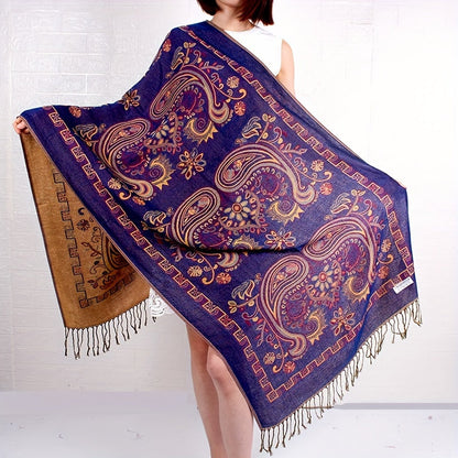Écharpe châle en jacquard cachemire à motif cachemire avec franges pour femme, style bohème ethnique, accessoire doux et chaud pour le voyage, les festivals ou le quotidien, 8 couleurs