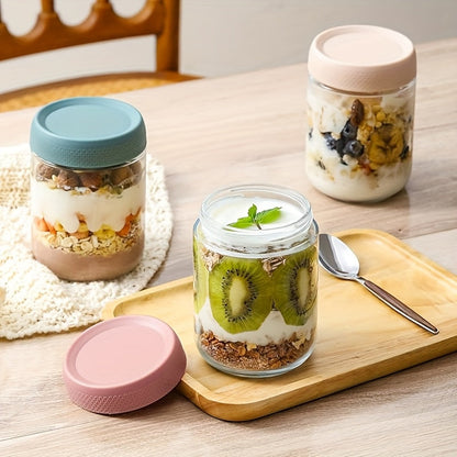 Lot de 6 bocaux Mason en verre de 475 ml avec couvercles hermétiques – Récipients à large ouverture pour avoine de nuit, bocaux de conservation pour préparation de repas, yaourt, salade, snacks, épices, sucre – Ensemble de rangement de cuisine sans BPA