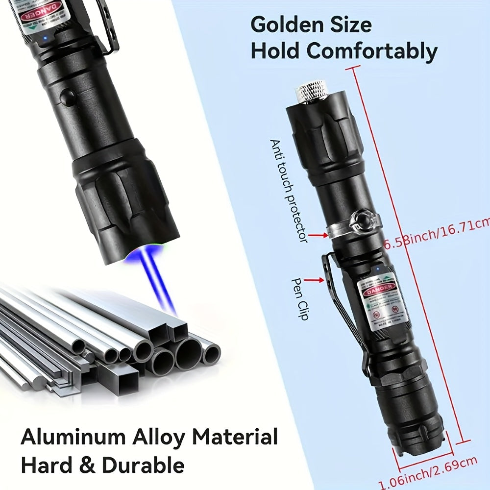 Pointeur laser haute puissance avec batterie et chargeur, lampe torche laser tactique rouge, verte et violette pour présentations en intérieur, camping, randonnée et observation des étoiles, faisceau longue portée