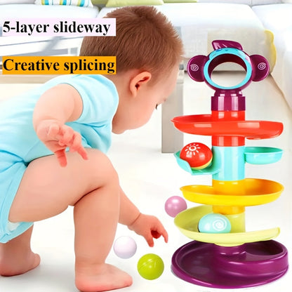 Tour de circuit à billes en spirale colorée, jouet à empiler pour l'éveil des tout-petits, reconnaissance des couleurs, motricité fine, jeu sensoriel, activité d'intérieur, cadeau d'anniversaire ou de Noël pour filles et garçons