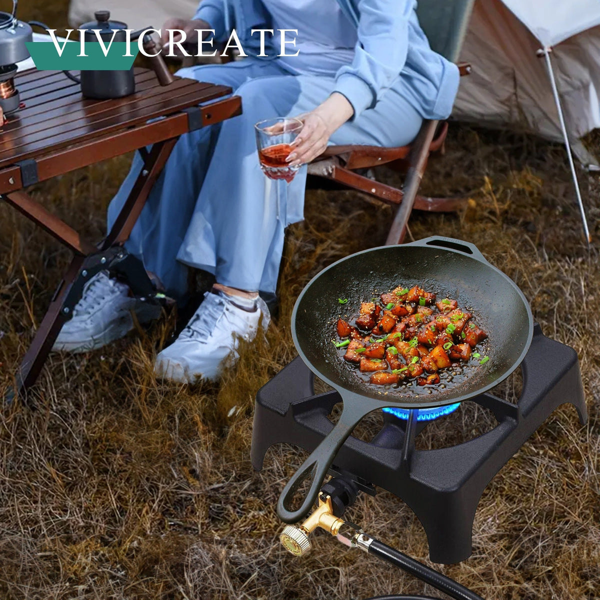 Réchaud de camping portable au propane à 1 ou 2 brûleurs - Réchaud à gaz d'extérieur avec régulateur et tuyau certifiés CSA pour le camping, le barbecue, le brassage maison, la friture de dinde et la cuisine de patio