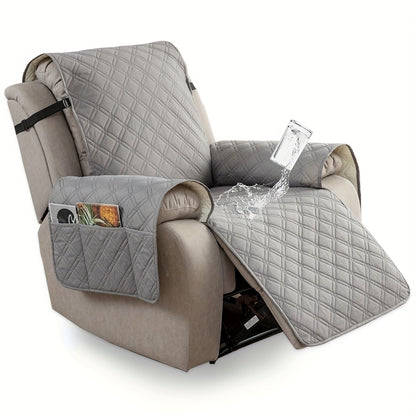 Housse de fauteuil inclinable imperméable avec poches latérales, sangles antidérapantes, tissu matelassé 4 couches, protection contre les animaux et les enfants, lavable en machine – 11 couleurs