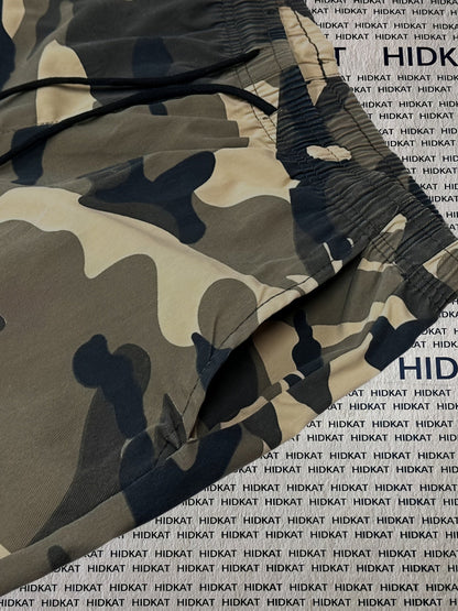 Pantalon cargo camouflage pour femme – Pantalon long décontracté pour la randonnée et le plein air, léger et respirant, multipoches, taille élastique, XS-XXL, camouflage