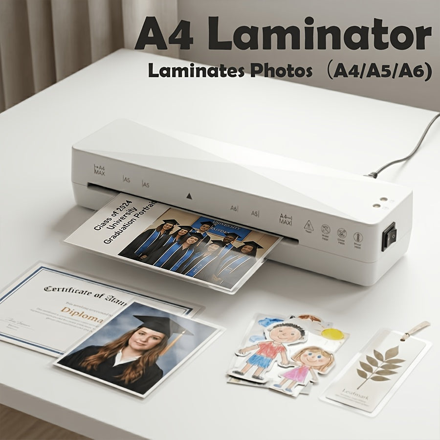 Laminatrice thermique A4 de 9 pouces de large - Plastifieuse 4 en 1 à chaud et à froid avec 10 pochettes incluses, préchauffage rapide, sans bulles pour le bureau, l'école, la maison et un usage professionnel