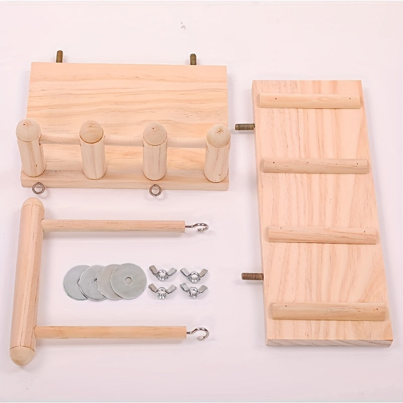 Balançoire perchoir en bois pour oiseaux avec échelle d'escalade - Plateforme de gym multi-niveaux en pin radiata pour perroquets, inséparables, calopsittes, chinchillas, hamsters - Support de jeu, échelle, balançoire et accessoire de cage pour oiseaux